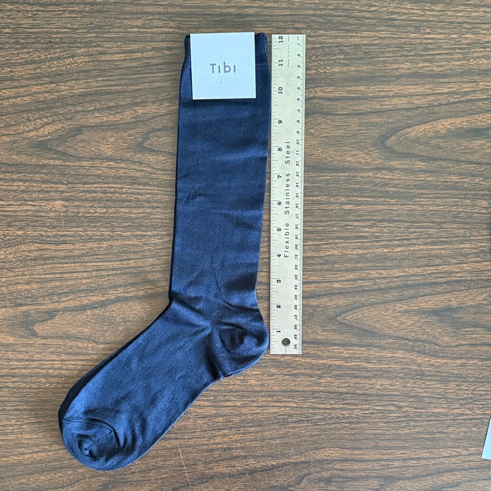 Tibi Navy Dress Socks - Made in Italy Silk Nylon Elastane